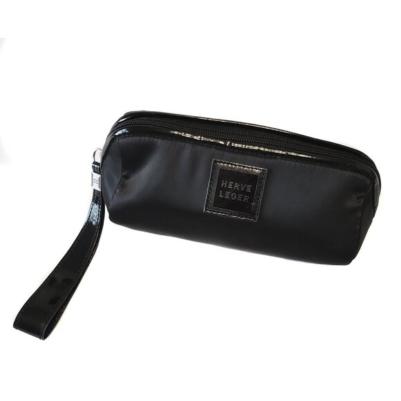 Herve Leger Satin Cosmetic Clutch Wristlet Bag - Picture 1 of 4